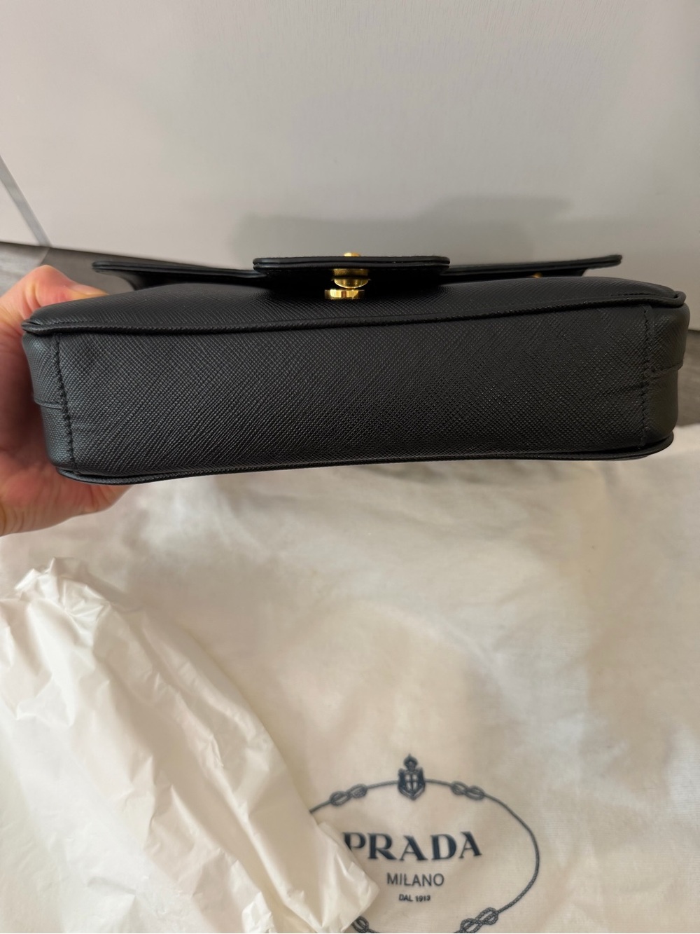 BNWOT Authentic Prada Pattina - Black Saffiano Leather Shoulder Bag - Picture 9 of 9